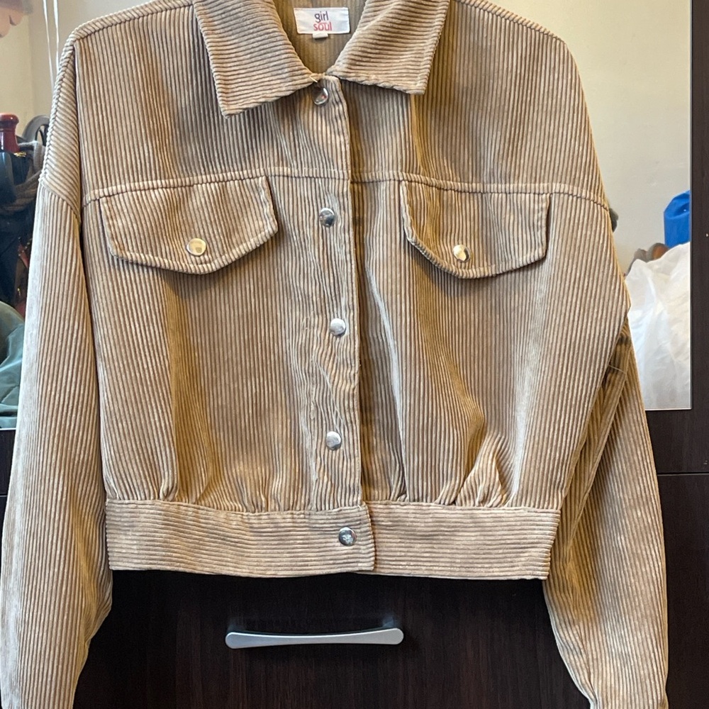 SHEIN Beige Corduroy Jacket for Women